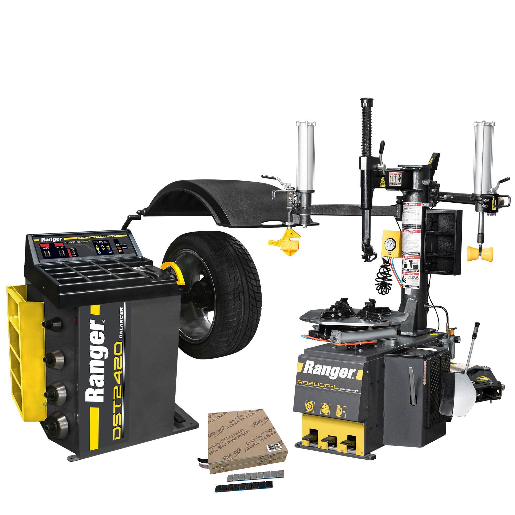 Ranger, R980DP-L+DST2420 110V+Tape Weight Roll Kit 1400pc, Power Type Electric, Control Type Foot Pump, Volts 110 Model# R980DP-L - DST2420 - Weights